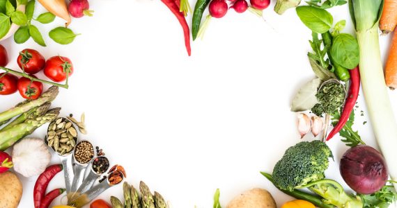 Fruit and veg shaped into a heart