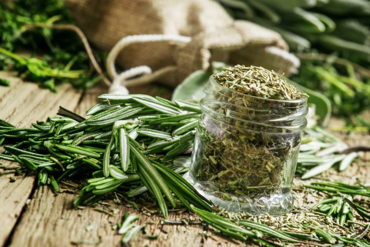 Dried and fresh rosemary