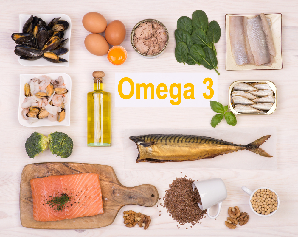 A range of foods containing omega 3 oils
