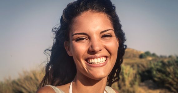 Close up of happy woman smiling