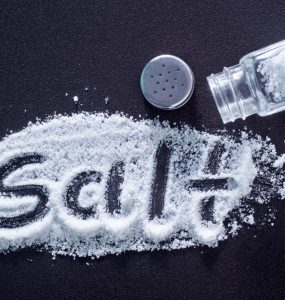 A pile of salt with the word 'salt' written in