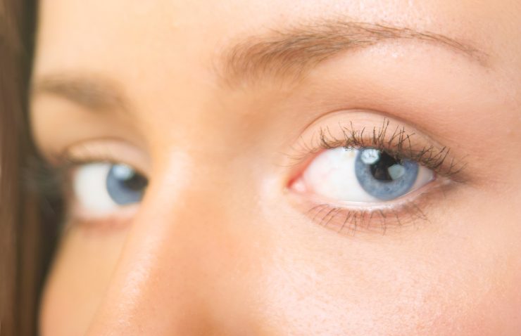 Close up on woman with blue eyes to represent the condition dry eyes