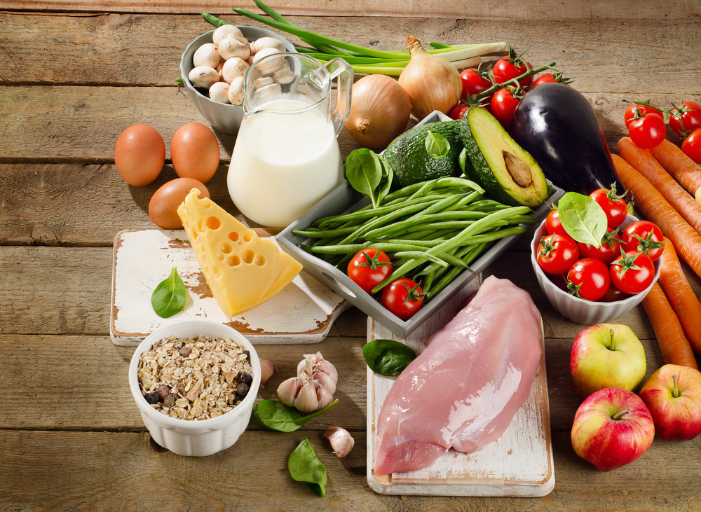 Range of food showing macros and micros to show a balanced diet