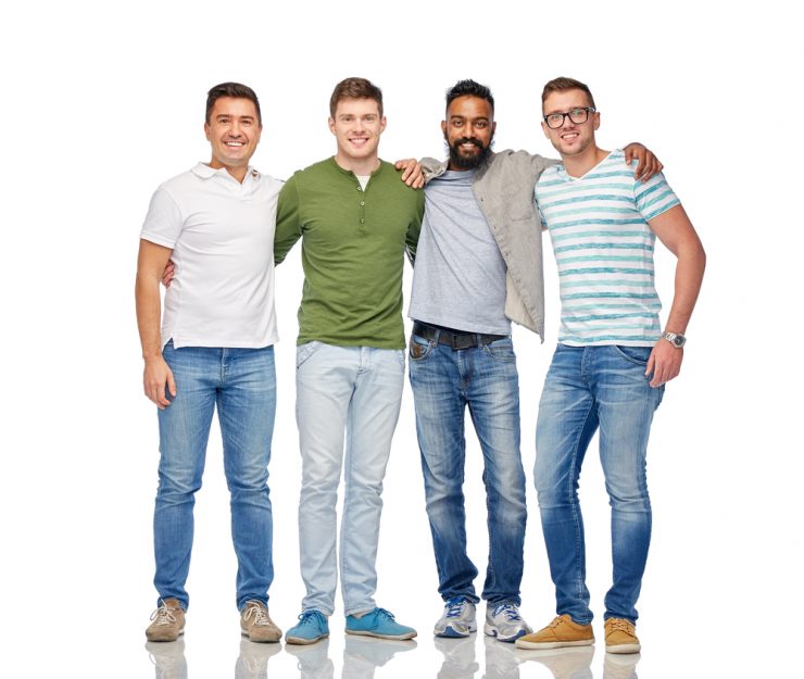 Group of men smiling to represent men's health