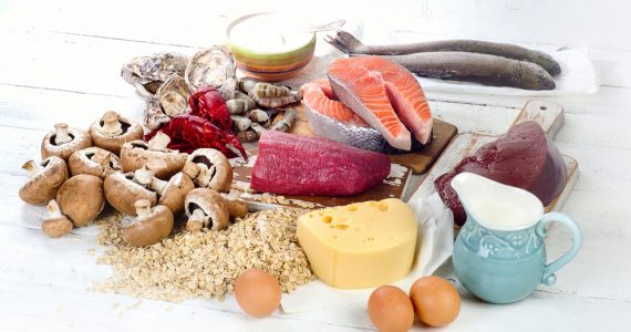 A range of foods containing Vitamin B12