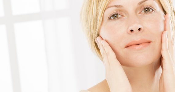 Close up on woman's face to show skincare and anti-ageing