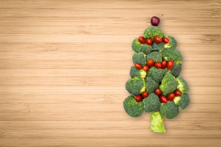 A christmas tree made out of broccoli florets