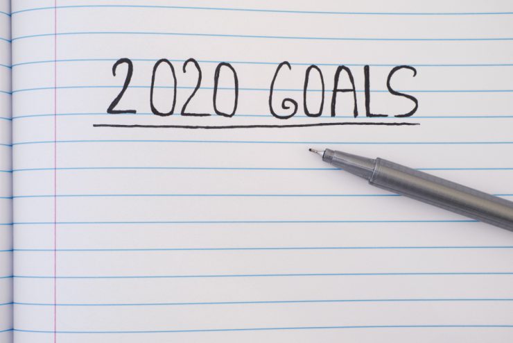 Diary with 2020 goals written in