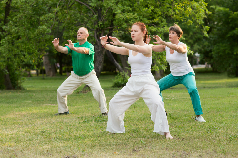 A group of people practising Tai Chi