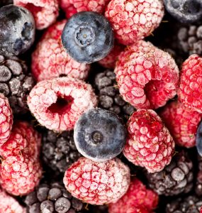Close up of frozen berries