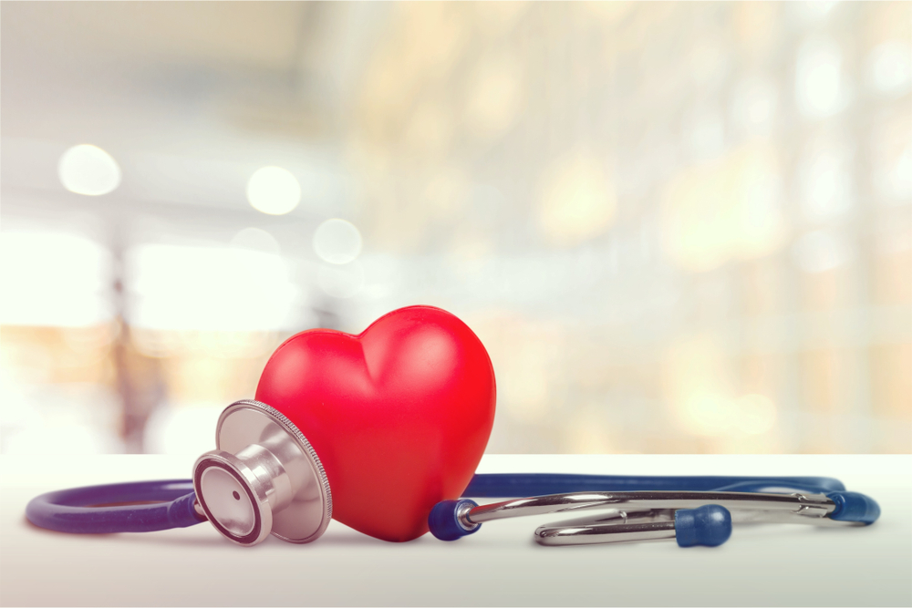 A red heart and stethoscope to represent heart health