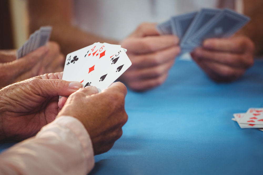 Close up of a hand of cards during a card game