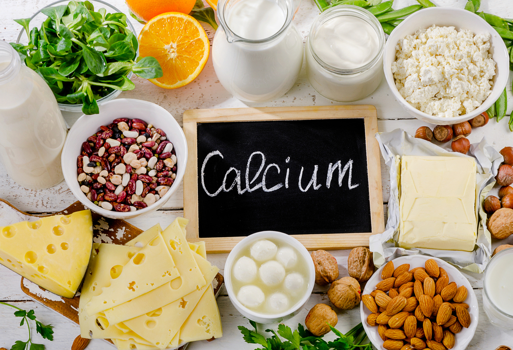 A range of foods that contain calcium