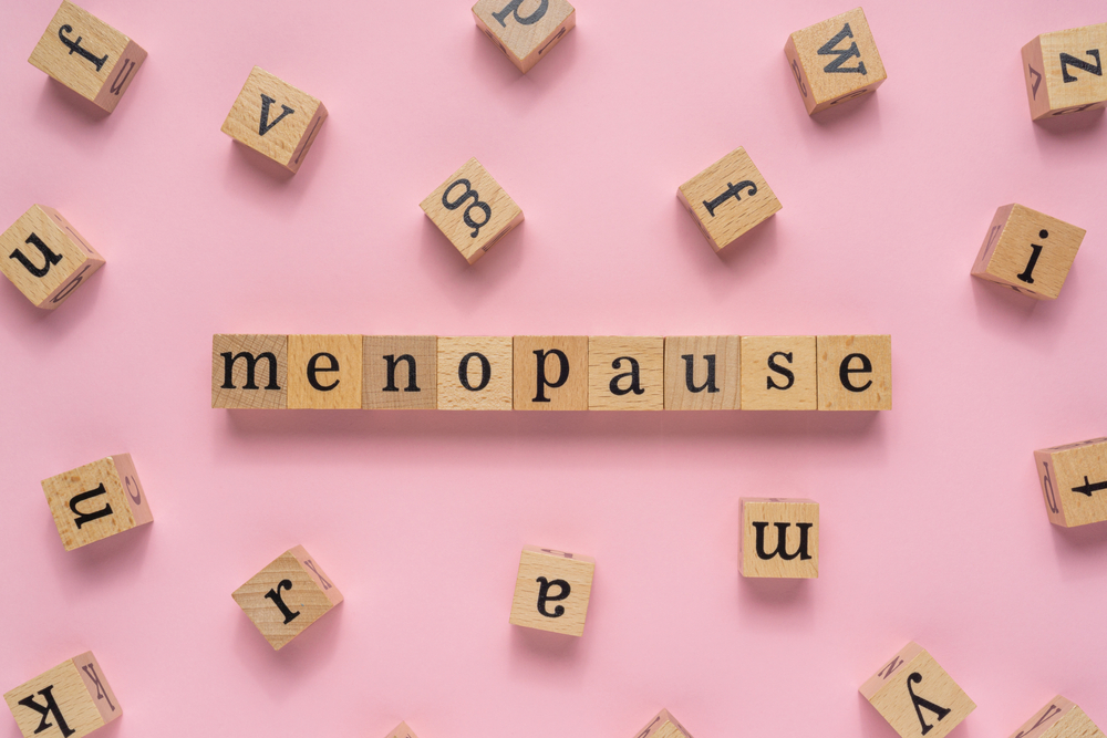 Letter blocks spelling out the word menopause