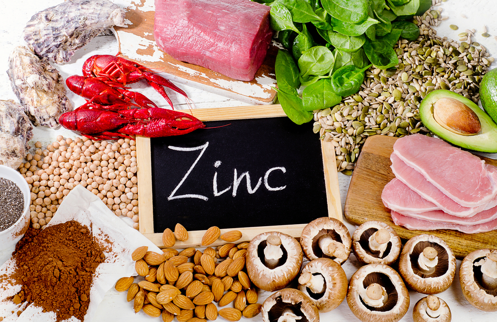 A range of foods containing zinc